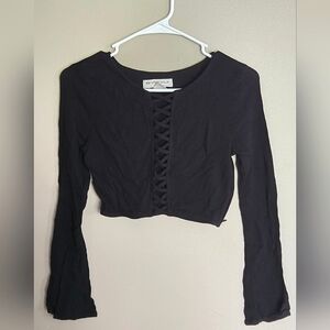 Women's H&M x Coachella Long Bell Sleeve Crop Top, Size 4